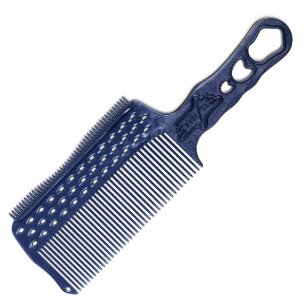 Расчёска с ручкой,зубцами на обушке и направляющей рельсой синяя для стрижки под машинку